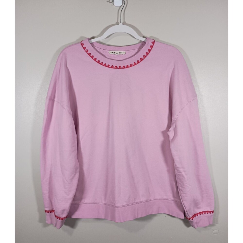 Boden Sweatshirt Emi Womens Pink Geometric Embroidered Cotton Size Comfy Large